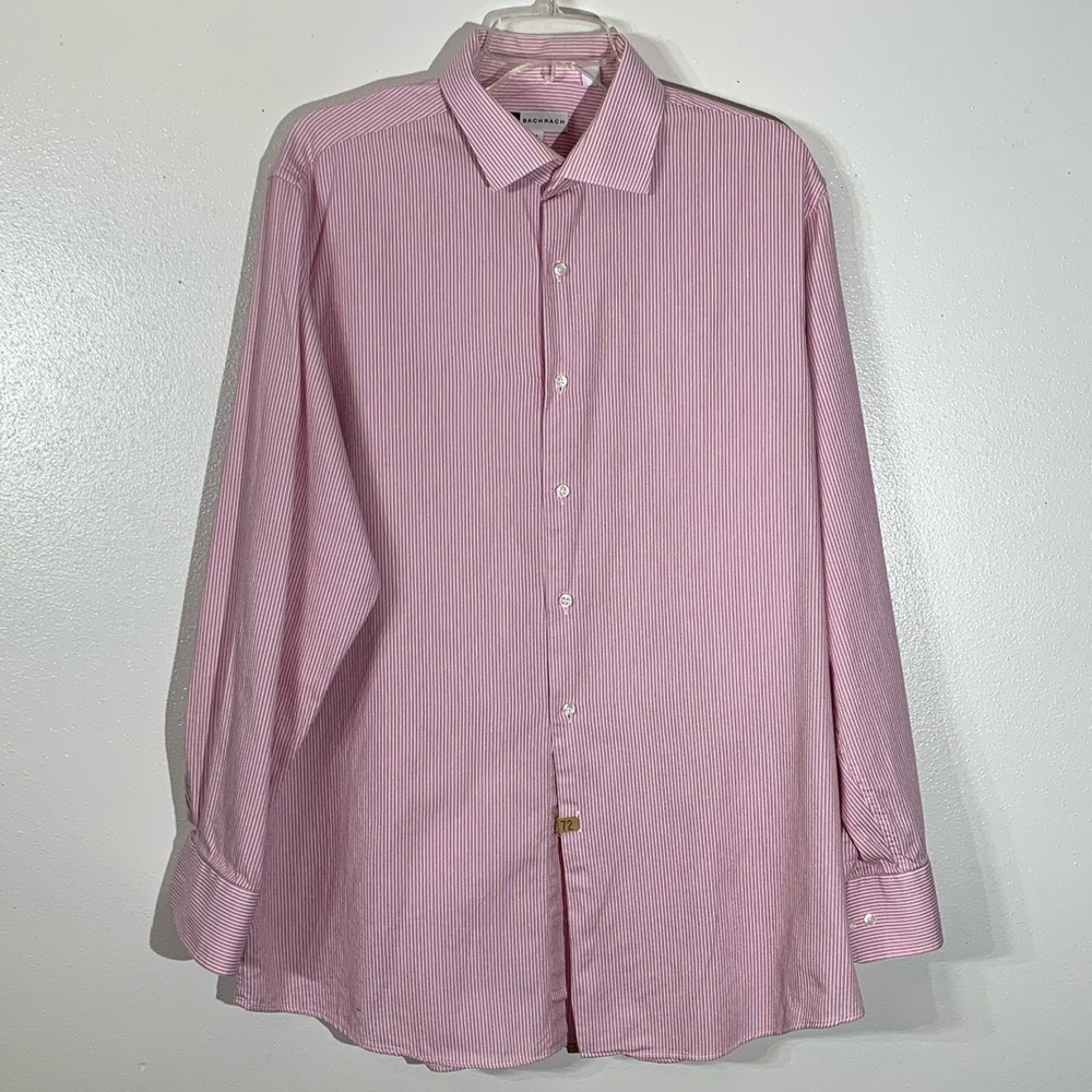 Bachrach Pink & White Pinstripe Dress Shirt - 17